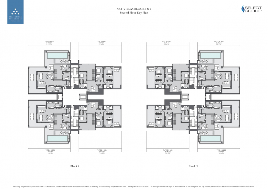 Sky Villas - Block 1 & 2 | Second Floor Key Plan