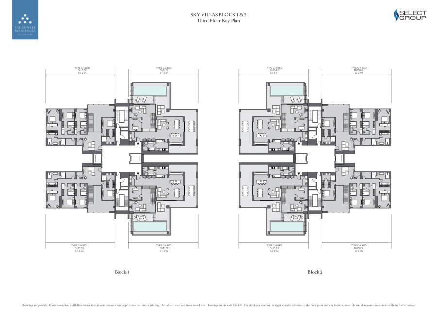 Sky Villas - Block 1 & 2 | Third Floor Key Plan