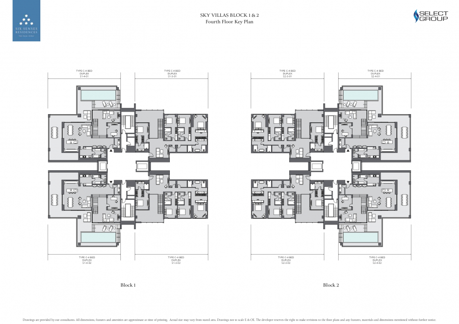 Sky Villas - Block 1 & 2 | Fourth Floor Key Plan